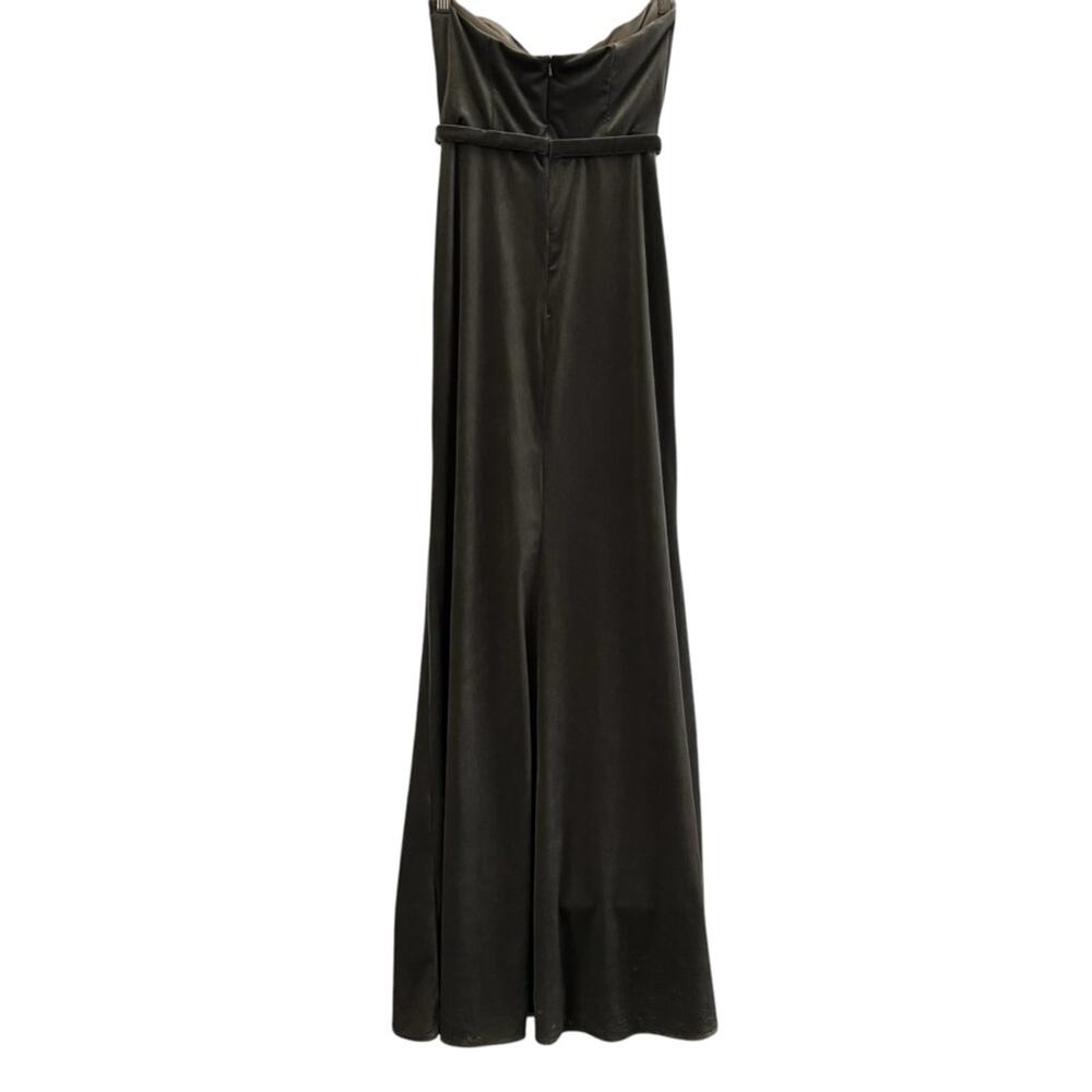 Bari Jay Velvet Silver Gray Strapless Bridesmaid Maxi Dress - Picture 3 of 6